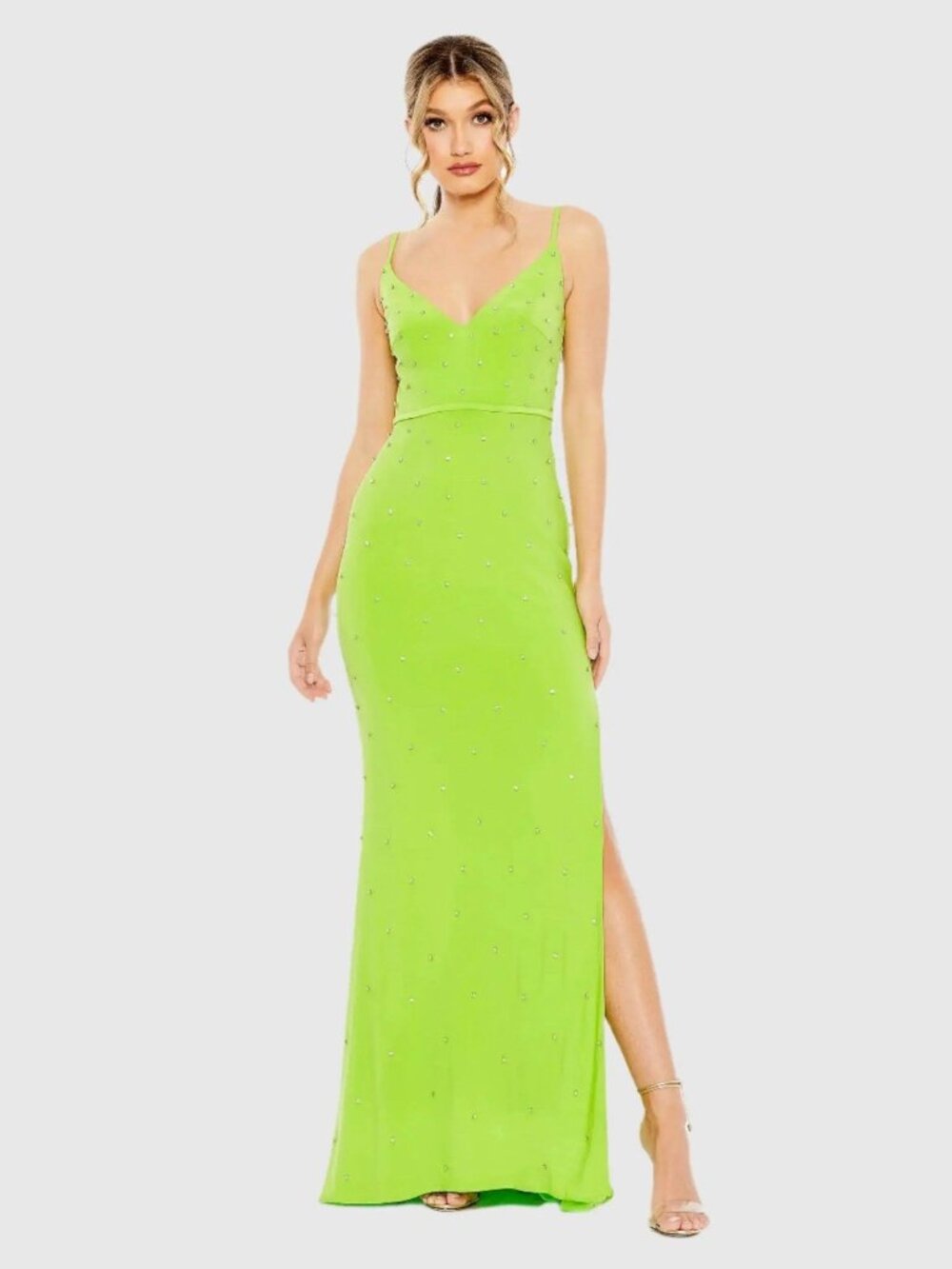 Mac Duggal Size 2 Green 67812 Rhinestone Embellished V-Neck Gown Prom Dress NWT